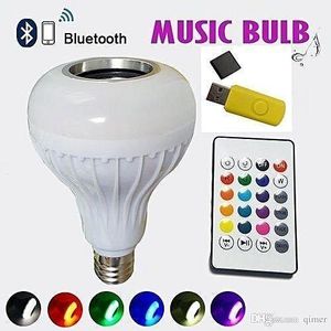 Double Base Wireless Bluetooth Speaker Bulb LED Lamp Smart Light Music Player Audio Remote Control Subwoofer Speaker Systems