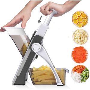 Mandoline Slicer 5 in 1 Vegetable Chopper, Strips Julienne Dicer Adjustable Thickness for Kitench Fast Meal Prep