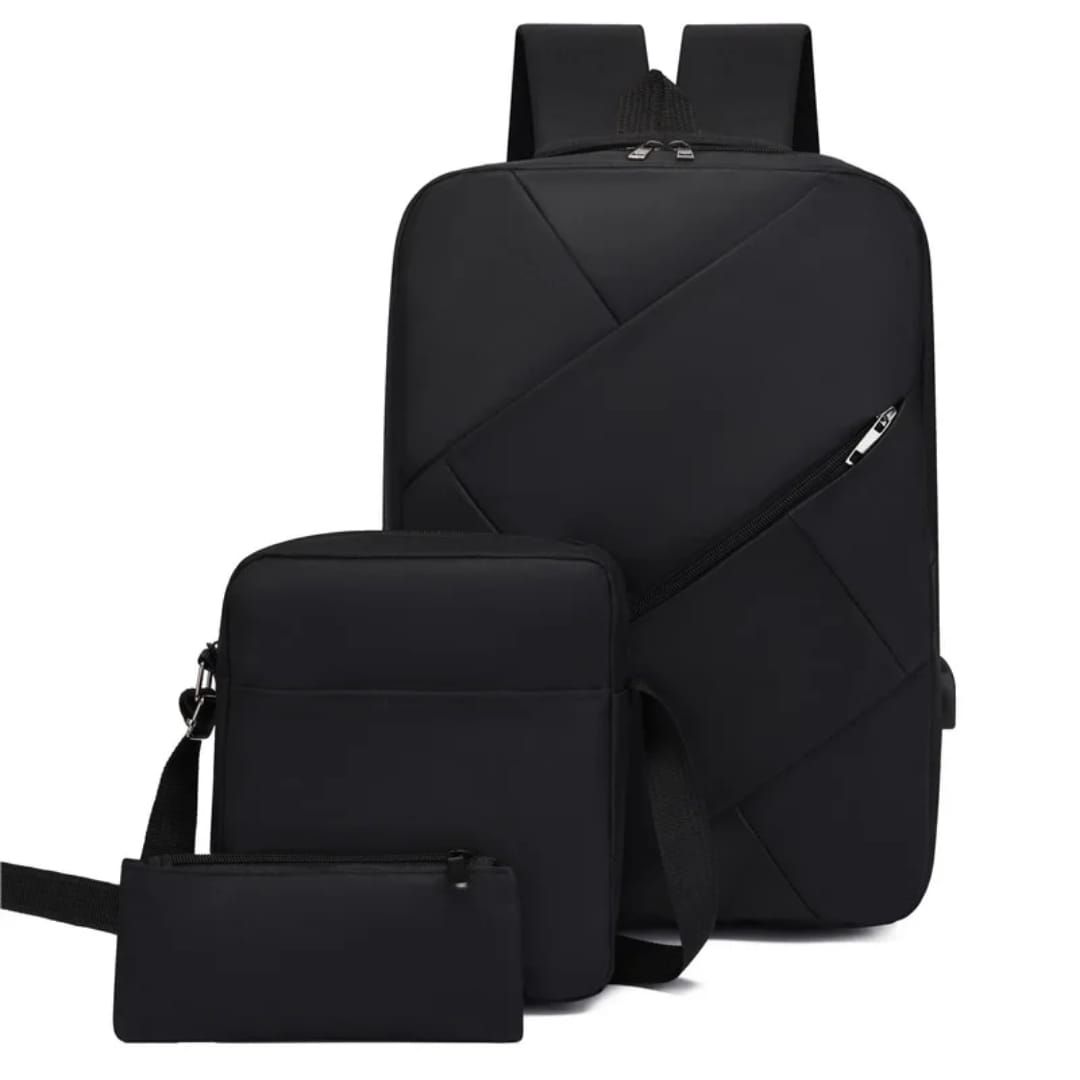 New Arrival 3 In 1 Men Laptop Bags Set Backpack Chest Bag Small Bag Set Rucksack Travel Bag With USB Jack Large Capacity School Bag