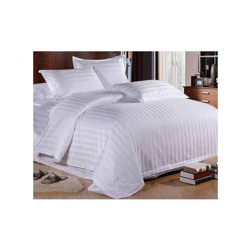 White Cotton Four Piece Stripped Duvet -cover Sets
