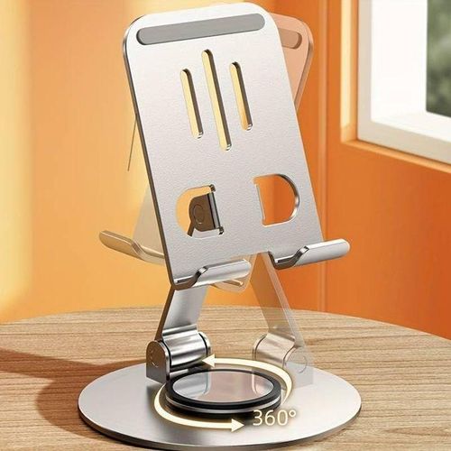 Foldable Expandable Tablet/Phone Holder - Non-Slip Base, Alloy Double Rod Support, Hollow Folding Design, Reserved Charging Hole