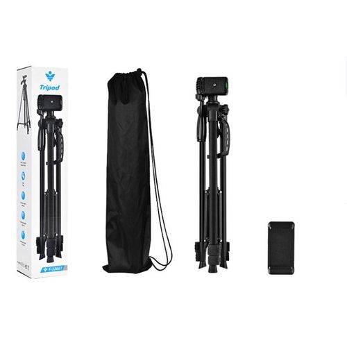 Heavy Duty 3366 Phone/SLR Camera Tripod Stand Max Height 1.4M TRIPOD STAND FOR MOBILE PHONES & CAMERA WITH CLIP.