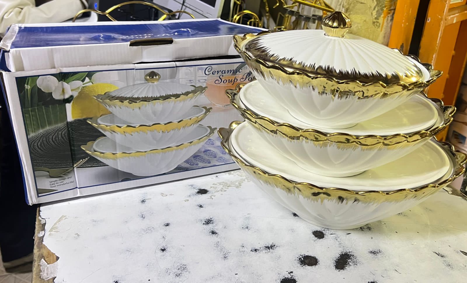 3 PCS CERAMIC SOUP POTS