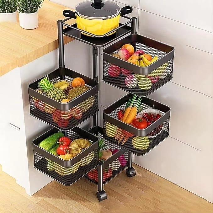 4 Tier Multifunctional Rotating Storage Rack With Wheels