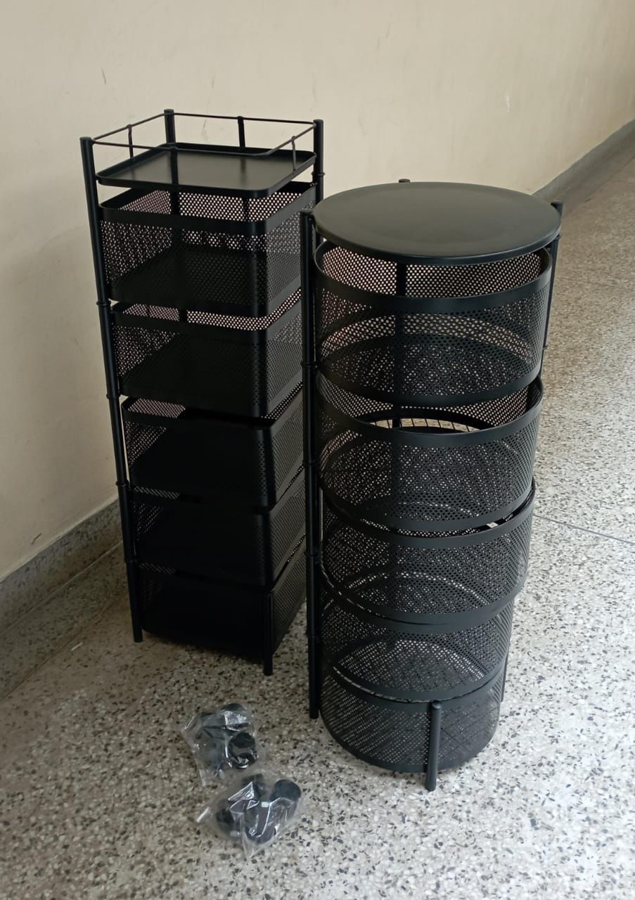 5 Tier Round/Square Fruit Rack With Wheels