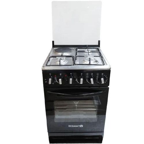 VOLSMART Standing Cooker, 60*60, 3 Gas Jet Pool Burners + 1 Hot Plate, Electric Oven - Black