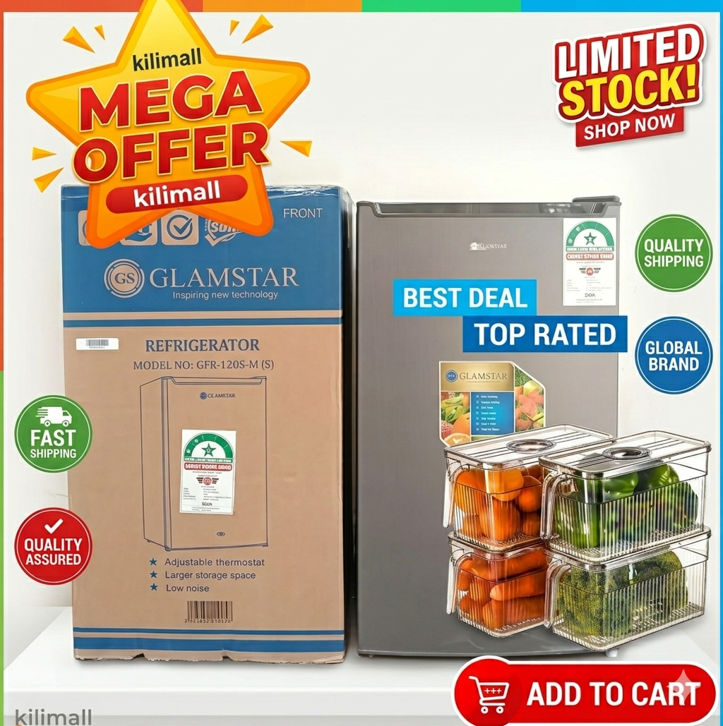MEGA OFFER!! Glamstar 90L Single Door Refrigerator +  3L Acrylic Fridge Storage Container – Compact, Energy Saving & Perfect for Small Kitchens
