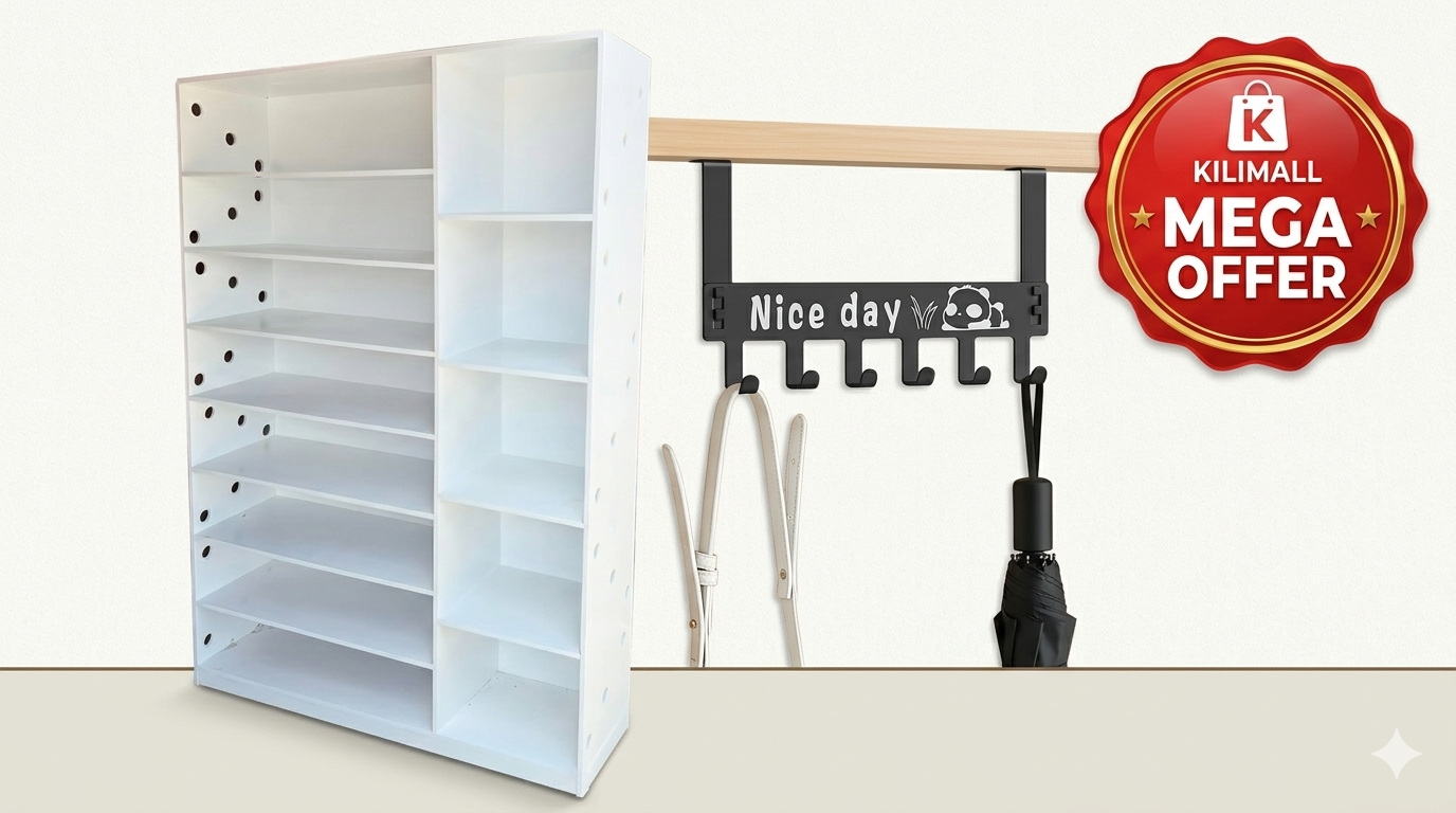 OFFER!! SHOE RACK| 6fts by 4fts Executive wooden  shoes Rack  + Over The Door Hanger – Space Saving Home & Closet Organizer Bundle, Multi-tier wooden rack neatly stores multiple pairs of shoes.