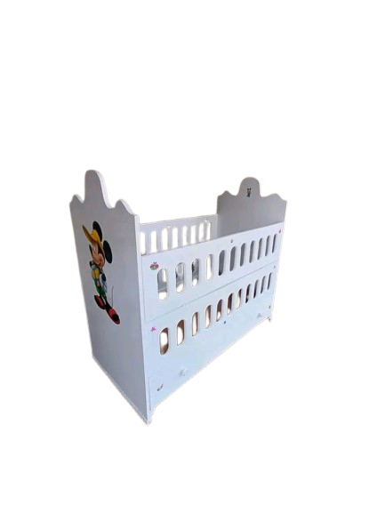 3x6 Kids White Baby Cot | Strong Wooden Baby Cot Bed for Newborns & Toddlers - Safe, Comfortable Nursery Sleeping Cot with Guard Rails