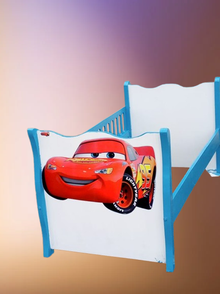 3x6 Kids Baby Cot | Cartoon Cars Themed Wooden Baby Bed for Boys - Strong, Safe & Comfortable Toddler Sleeping Cot with Guard Rails