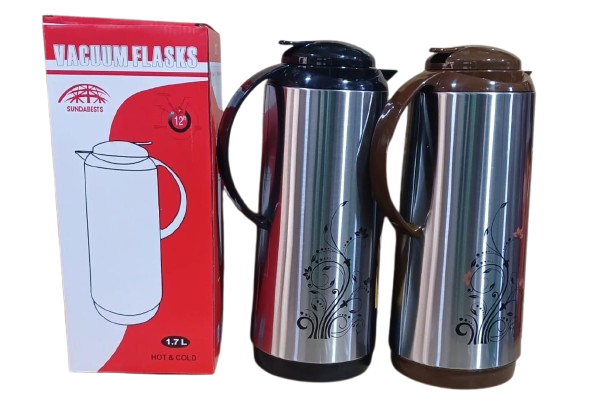 UNBREAKABLE THERMOS FLASK| Sundabests 1.7L Stainless Steel Vacuum Flask – Hot & Cold Thermal Water Bottle, Leak-proof lid design for safe and spill-free carrying.