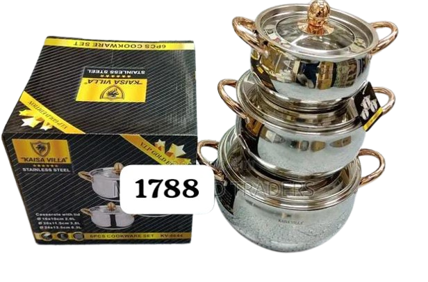 6PCS Kaisa Villa Stainless Steel Cookware Set – Induction Compatible Pots & Pans,  6-piece stainless steel cookware set perfect for everyday cooking, Induction compatible, works on gas, electric.