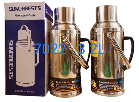 UNBREAKABLE THERMOS| 3.2L Sundabests Stainless Steel Thermos Flask – Large Capacity Hot & Cold Vacuum Flask,  Double-wall vacuum insulation keeps drinks hot or cold for long hours.