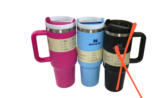 STANLEY MUG| Plain Colored Stanley Style Mug – Insulated Stainless Steel Travel Tumbler with Straw & Handle, Comes with reusable straw and leak-resistant lid for easy sipping.