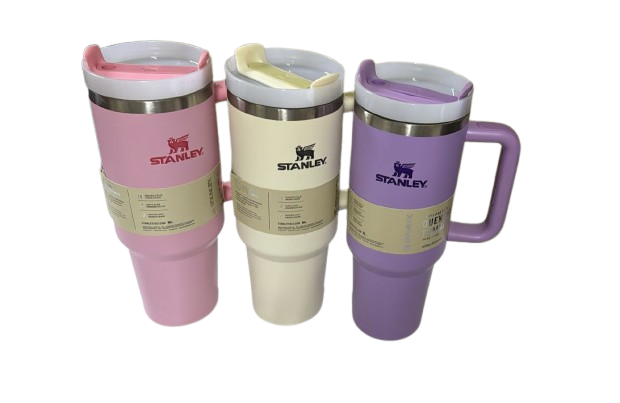 STANLEY MUG| Plain Colored Stanley Style Mug – Insulated Stainless Steel Travel Tumbler with Straw & Handle, Comes with reusable straw and leak-resistant lid for easy sipping.