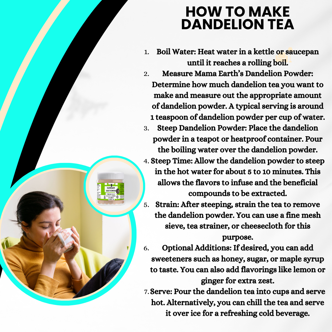 Dandelion Root Powder- improve liver and gallbladder function,help detoxify the liver,naturally eliminate excess fluids and toxins,