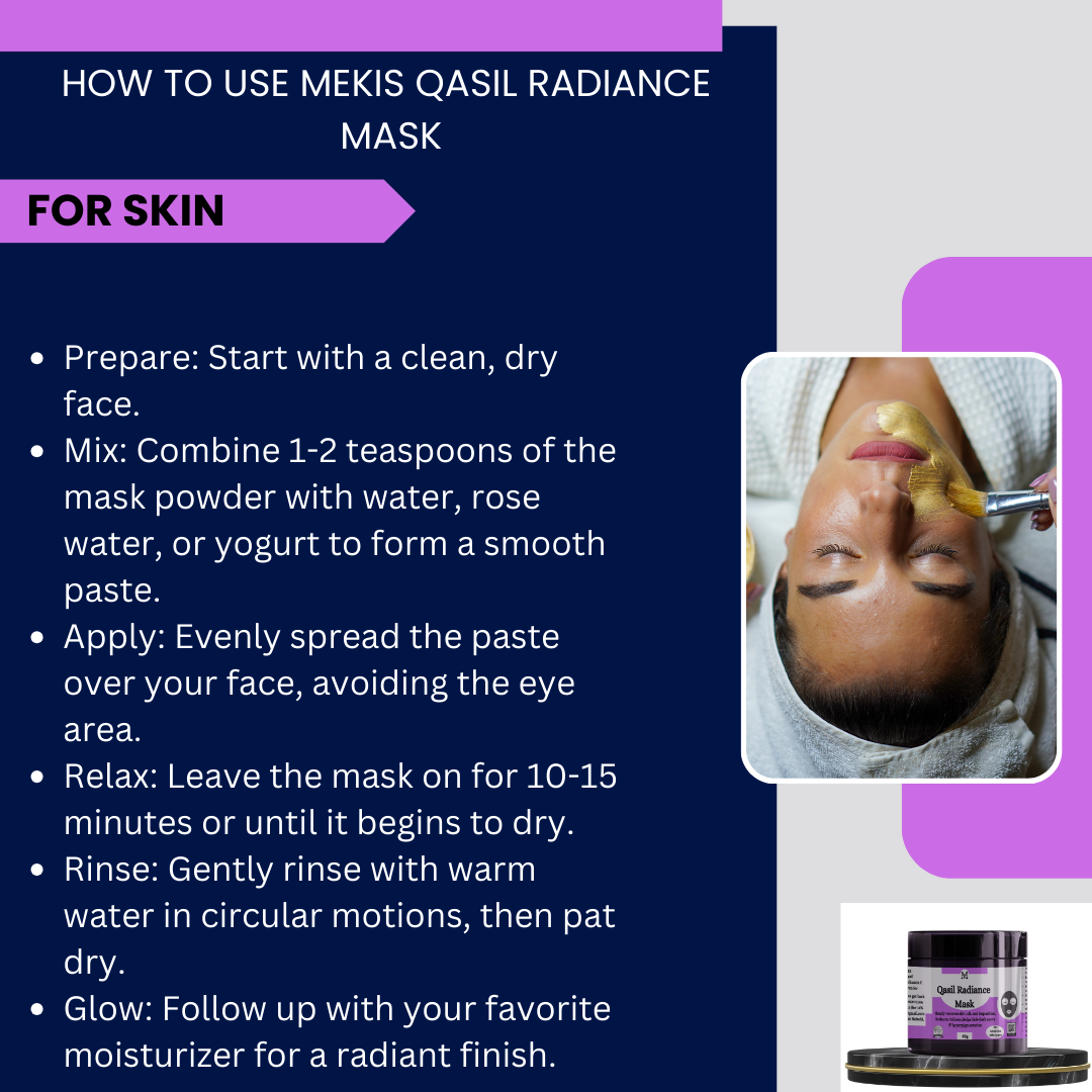 Qasil Radiance Mask Powder - With Saffron & Vitamin C,Deep Cleansing,Helps fade dark spots and hyperpigmentation