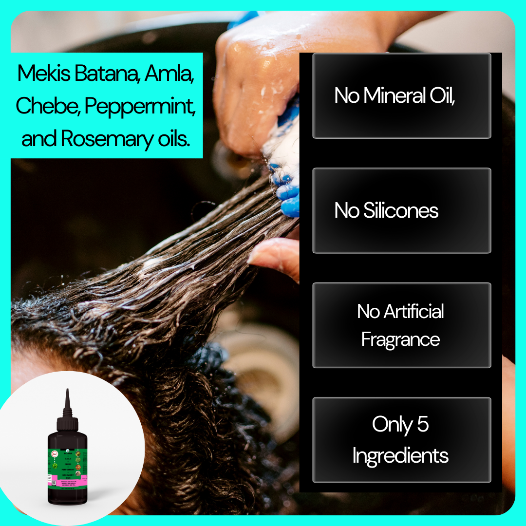Mekis Batana, Amla, Chebe, Peppermint, and Rosemary oils Blend - Stimulates Hair Growth, Strengthens & Thickens ,Prevents Hair Loss