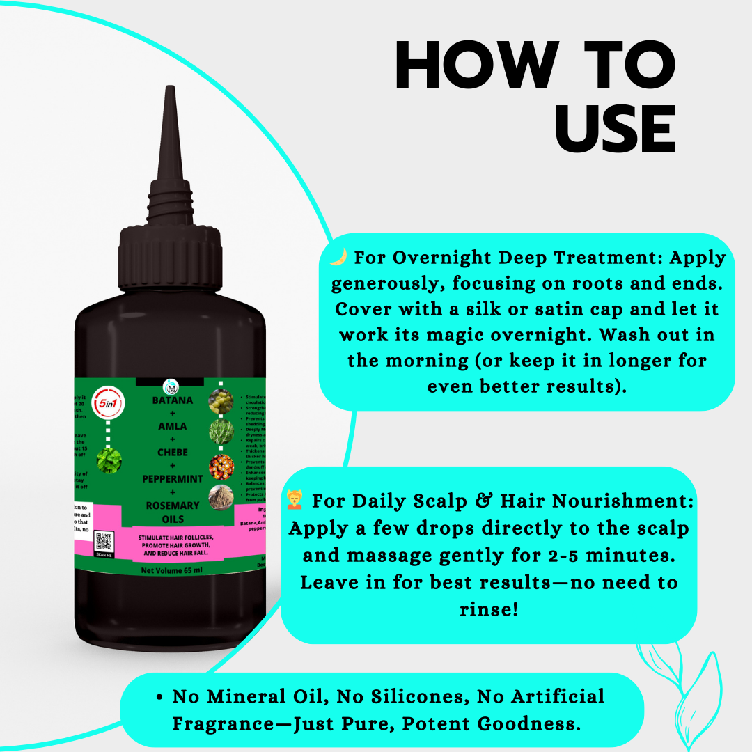 Mekis Batana, Amla, Chebe, Peppermint, and Rosemary oils Blend - Stimulates Hair Growth, Strengthens & Thickens ,Prevents Hair Loss