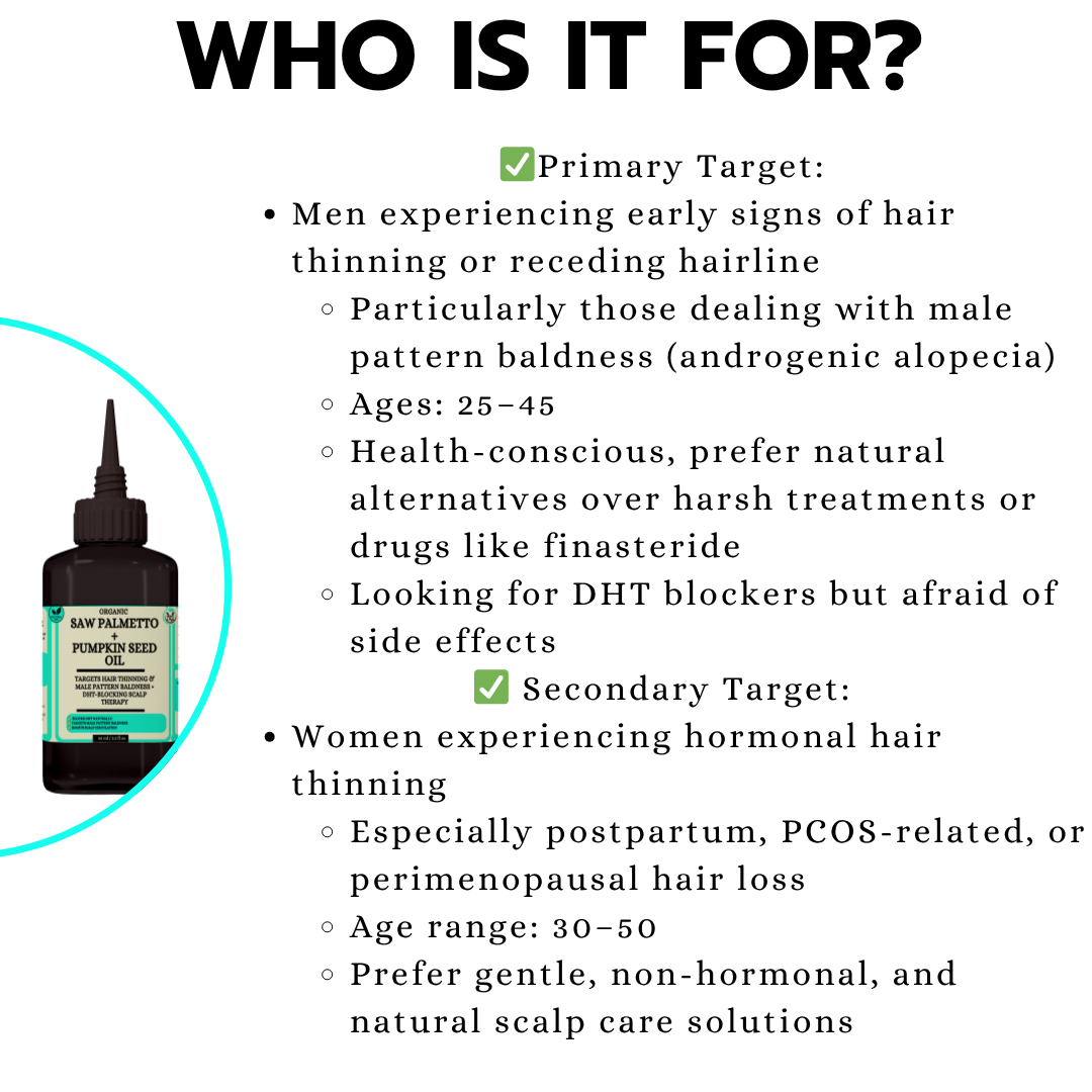 Saw Palmetto + Pumpkin Seed Hair Oil -Targets Hair Thinning & Male Pattern Baldness