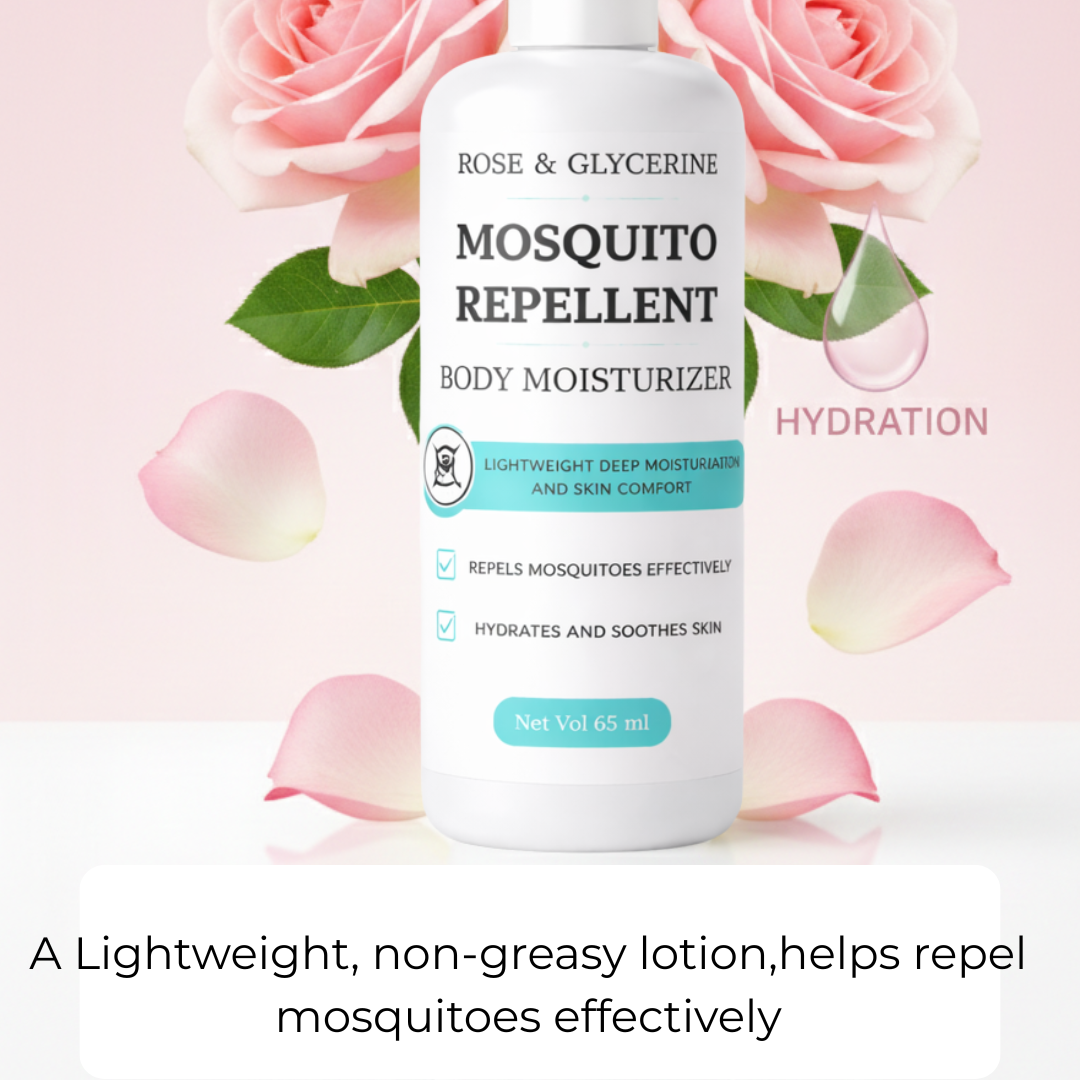 Rose & Glycerine Mosquito Repellent Body Moisturizer - Repels mosquitoes effectively while Hydrating and softening skin