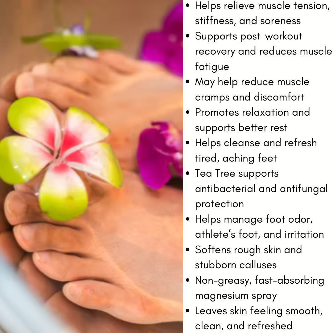 Magnesium Oil Body Spray +Epsom Foot Bath - Ease muscle tension, refresh tired feet,