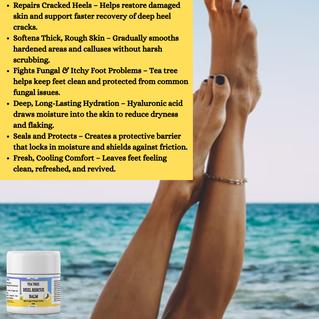 Tea Tree  Heel Rescue Balm - Restore Cracked Feet,Fights Fungal & Itchy Foot Problems