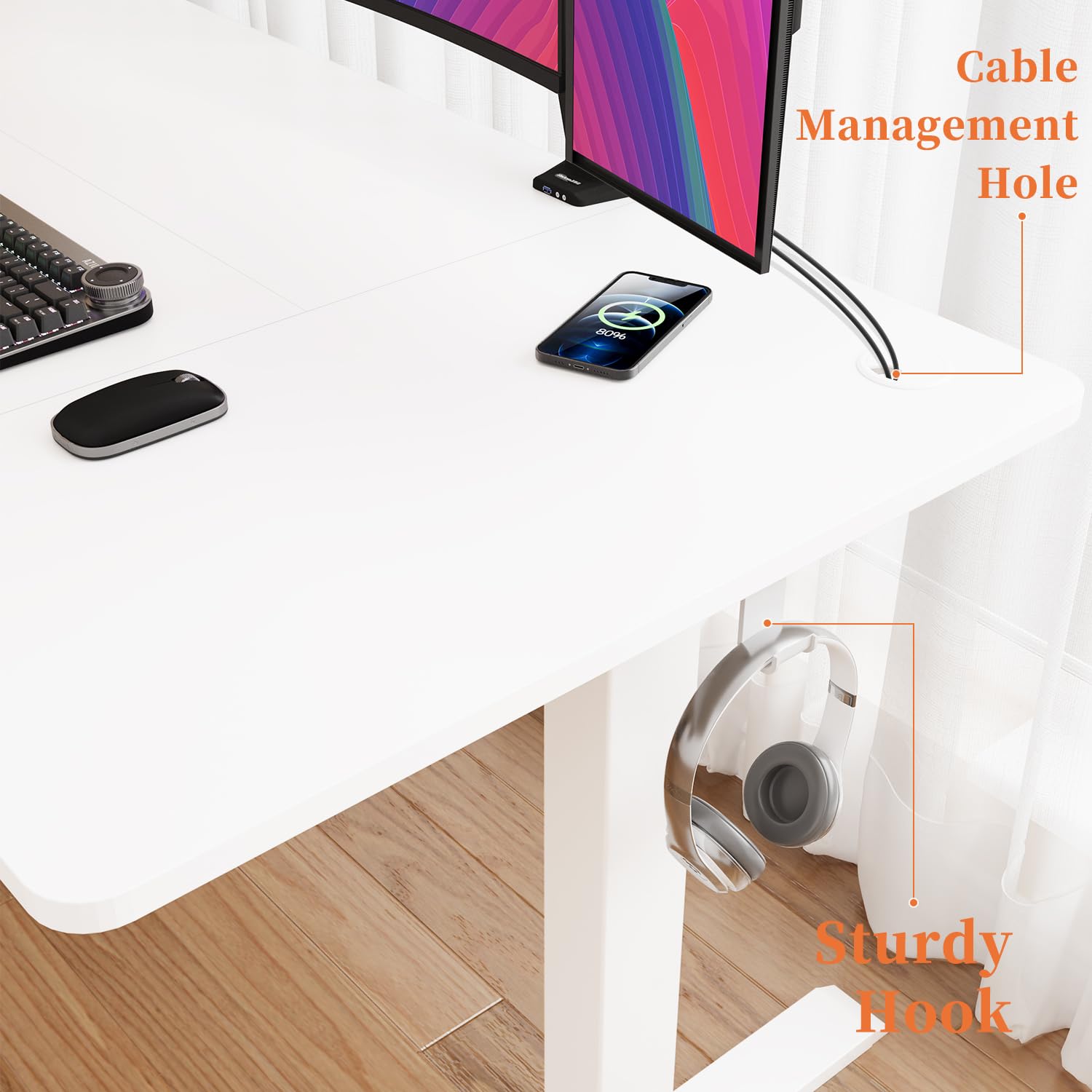 Electric Height Adjustable Standing Desk - Ergonomic Design with Smooth Motorized Lift for Home and Office Use, Spacious Work Surface, Sturdy Frame, Sit-to-Stand Converter, Modern and Durable Desk