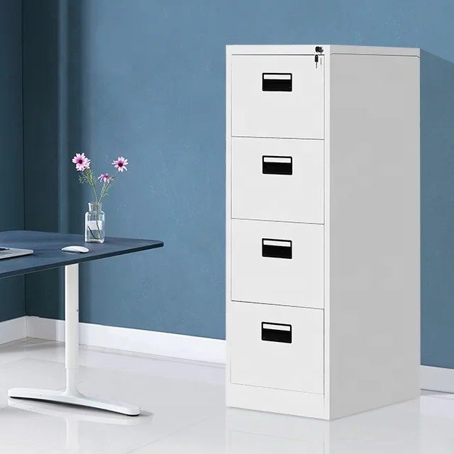 4-Drawer Metallic-Framed Filing Cabinet - Sturdy and Durable Design for Offices, Ideal for Organizing Documents and Files, Sleek and Professional Look, Smooth Drawer Operation, Perfect for Home/office