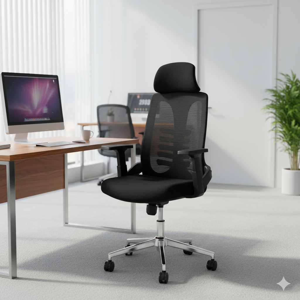Modern design executive chair
Constructed from durable Nylon, PP, and Iron
Chrome metal type for a sleek finish
Adjustable height for personalized comfort.