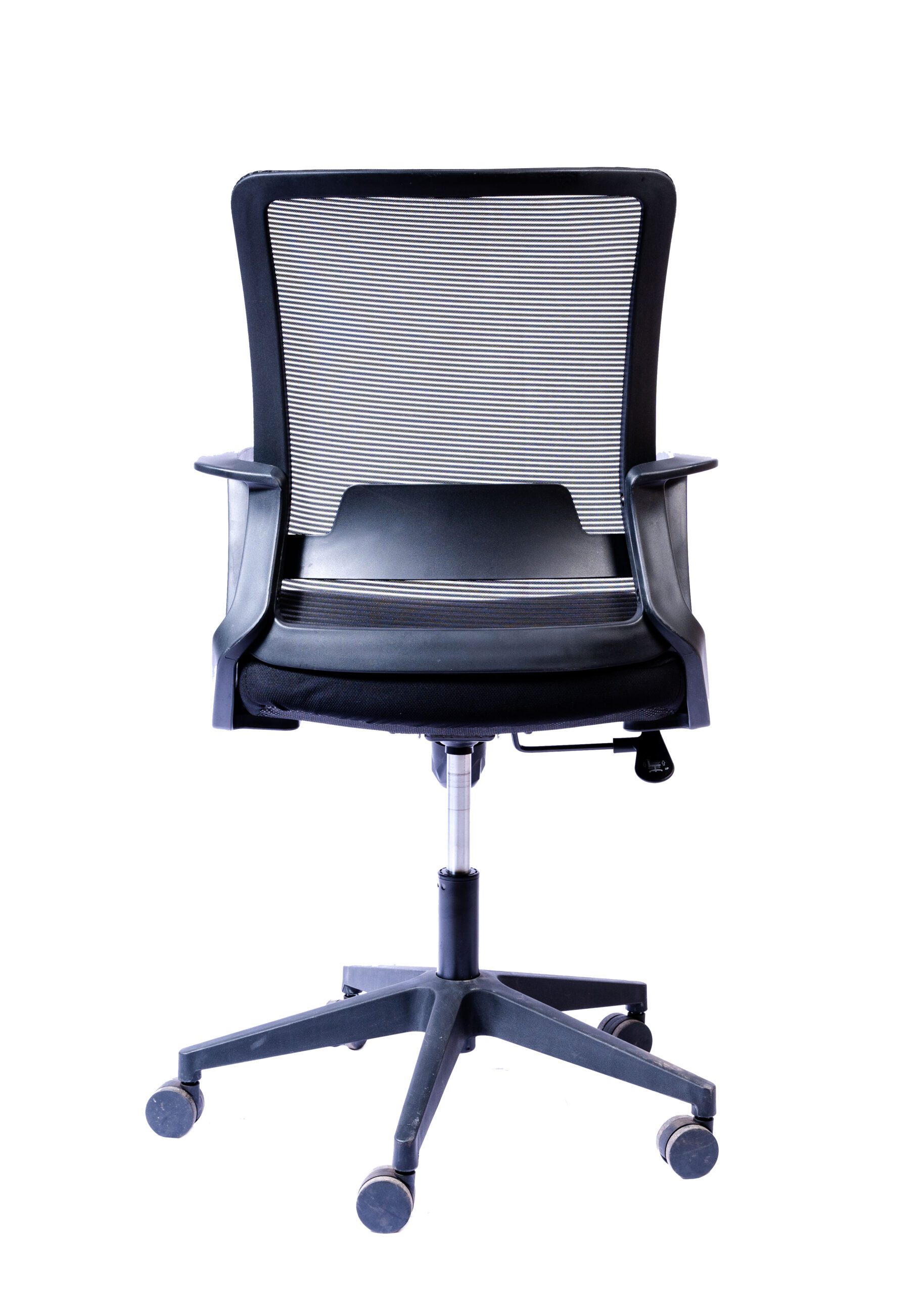 Office Chair | Chair | Home Office Chair | Desk Chair | Black mesh back and fabric seat with black frame and Nylon base.