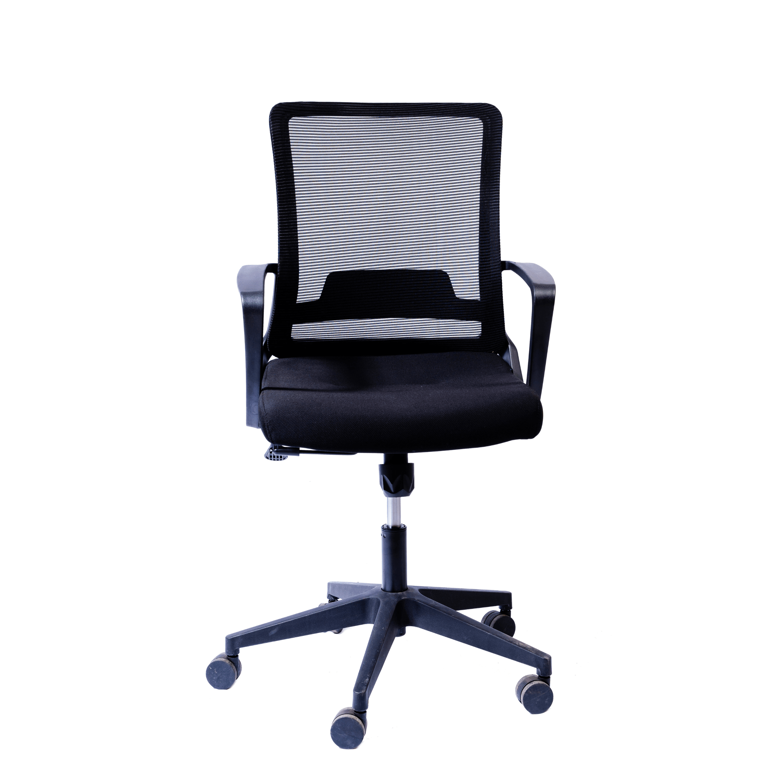 Office Chair | Chair | Home Office Chair | Desk Chair | Black mesh back and fabric seat with black frame and Nylon base.