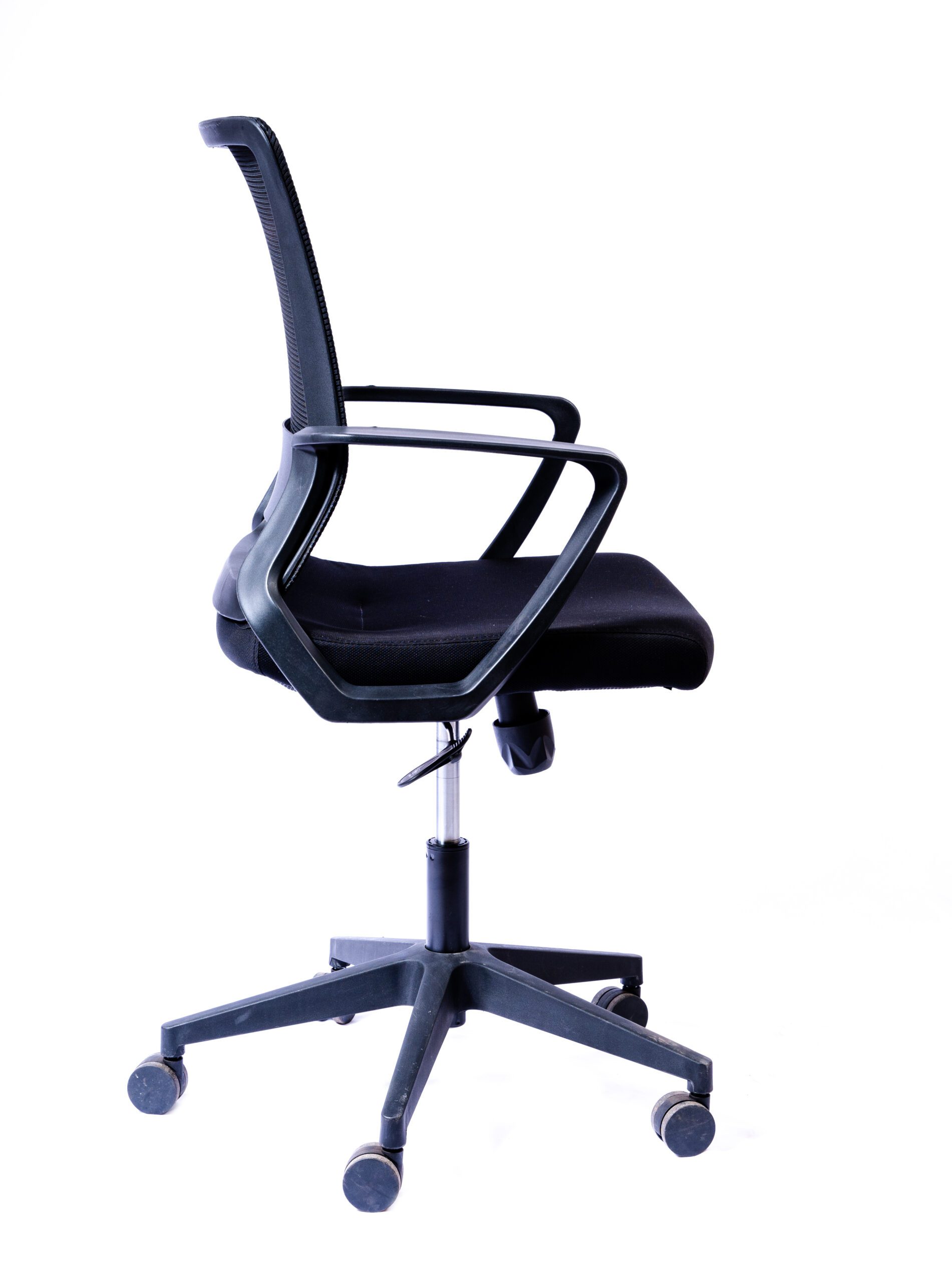 Office Chair | Chair | Home Office Chair | Desk Chair | Black mesh back and fabric seat with black frame and Nylon base.
