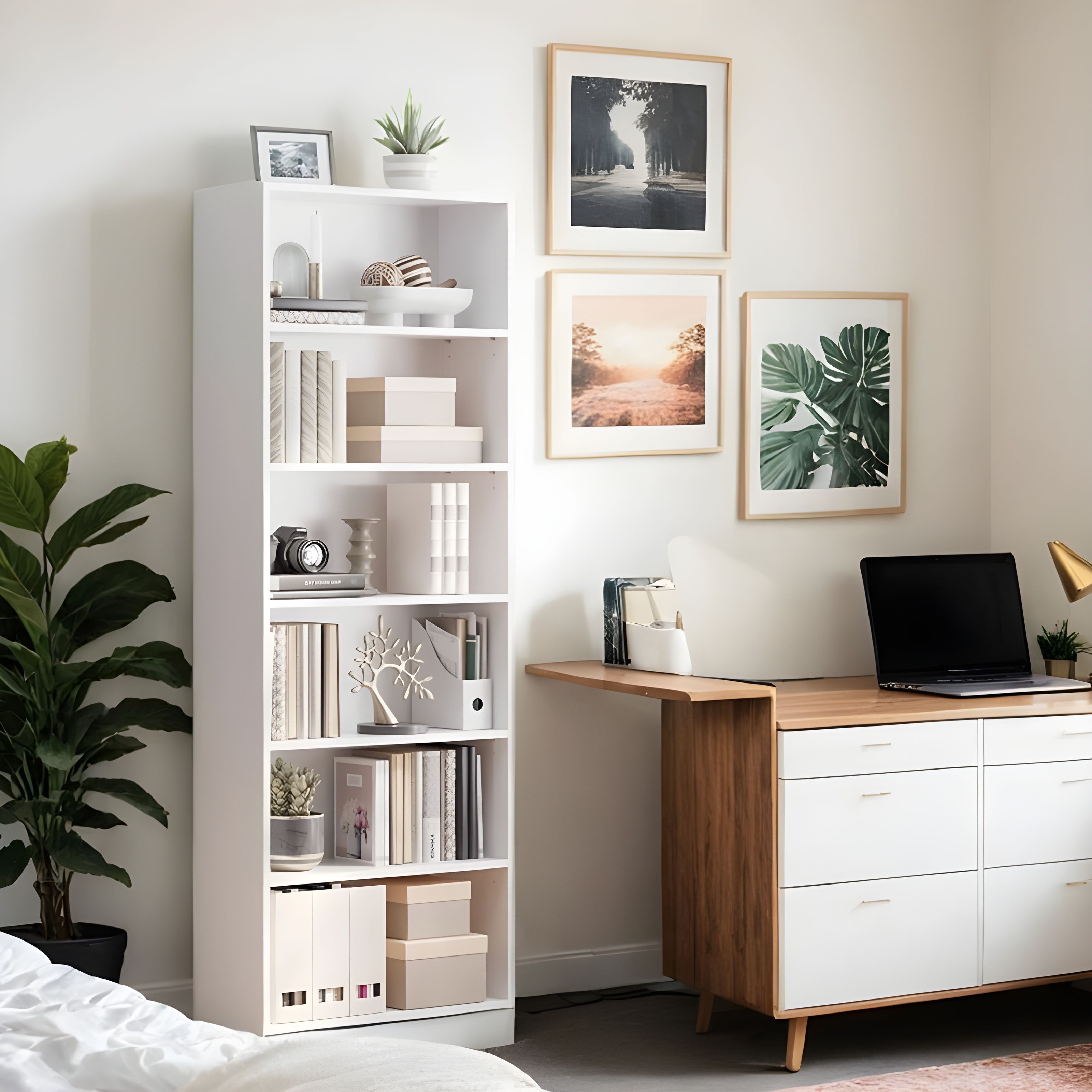 HOME PLUS 63'' Industrial Minimalist Standard Bookcase. DISPLAY STAND. Bookshelf with 6 spaces. 6- TIER BOOKCASE