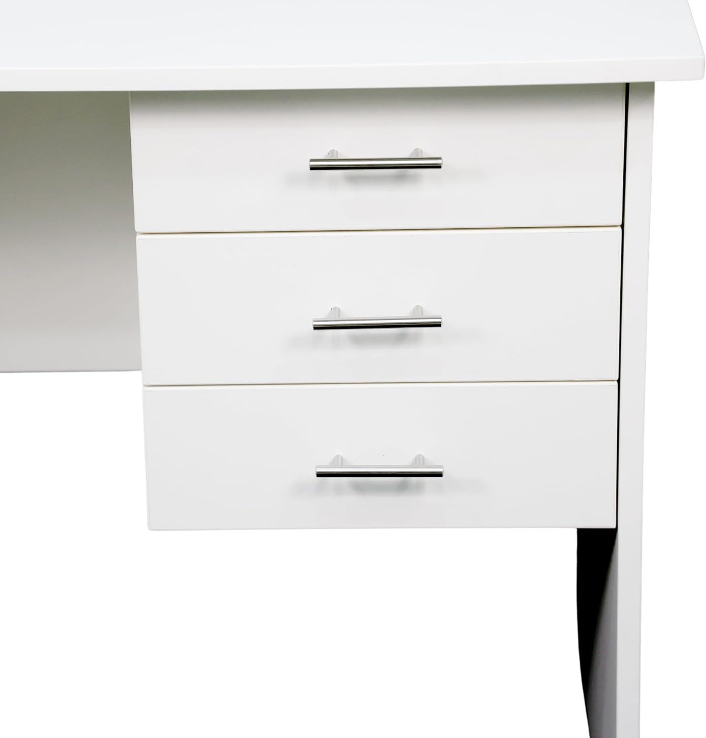 HOME OFFICE COMPUTER DESK, WRITING DESK. OFFICE DESK. ALL WHITE DESK WITH RUNNERS AND 3 LARGE DRAWERS. 1200MM LARGE TOP. Modern Executive Home Office Desk  with 3-Drawer Storage . Home study desk.