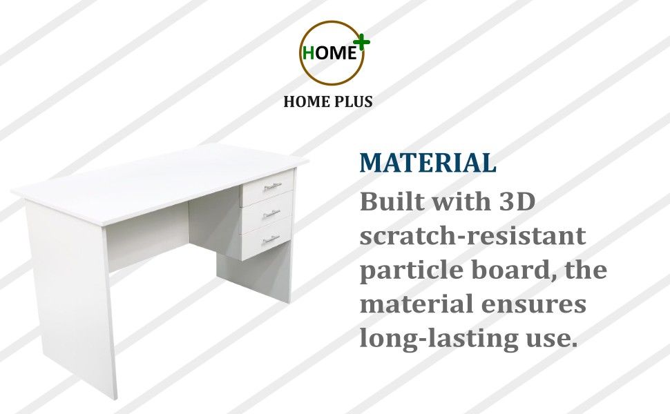 HOME OFFICE COMPUTER DESK, WRITING DESK. OFFICE DESK. ALL WHITE DESK WITH RUNNERS AND 3 LARGE DRAWERS. 1200MM LARGE TOP. Modern Executive Home Office Desk  with 3-Drawer Storage . Home study desk.