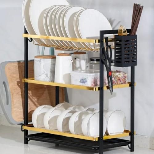 CLEARANCE OFFER 3 Tier Metallic Dishrack And Kitchen Organizer