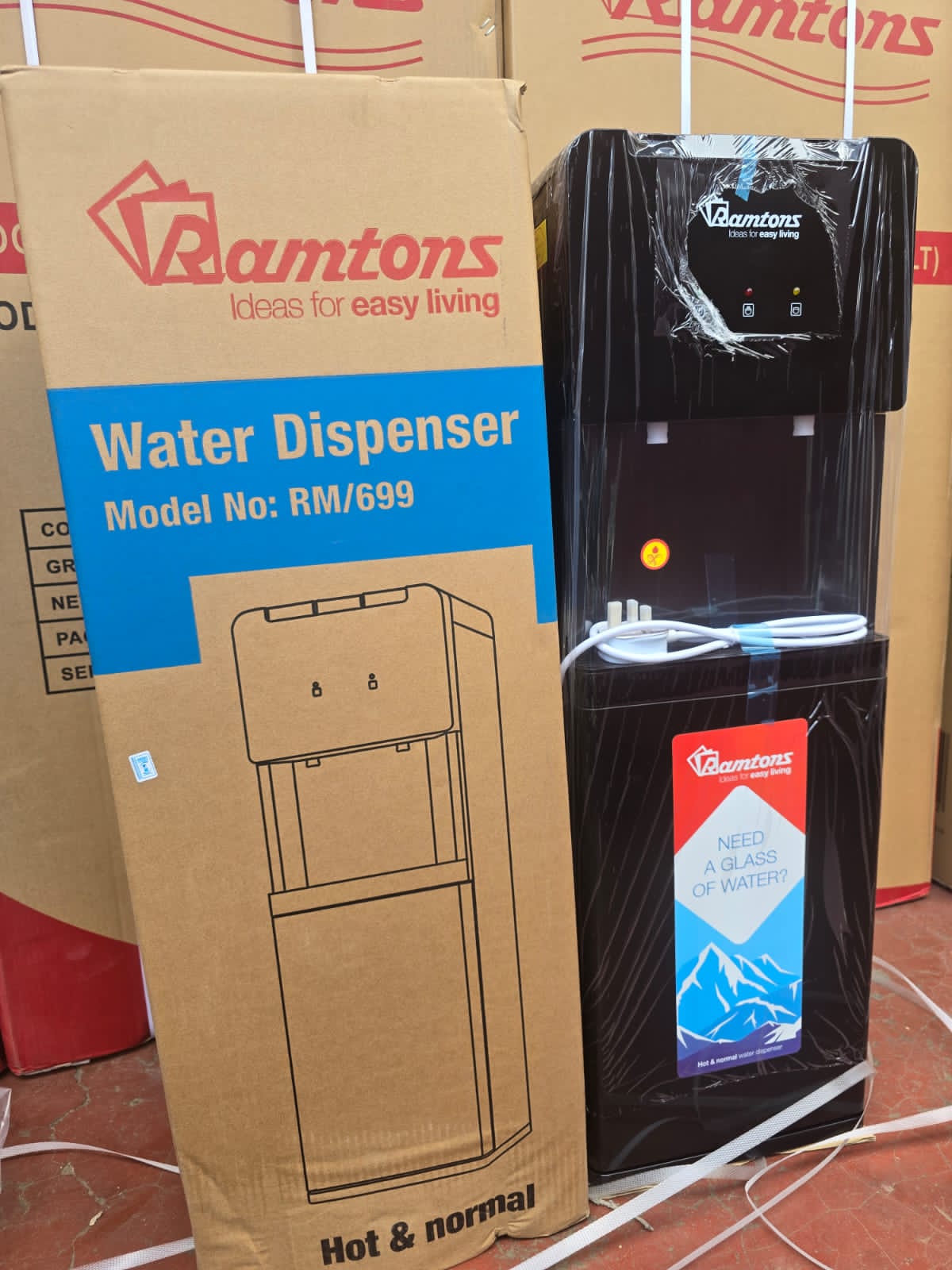 Black Ramtons hot and normal standing water dispenser Their products are affordable, innovative and durable.  For every household and kitchen need, Ramtons has an appliance that will make every task s