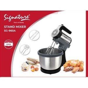 4 litres Signature stand mixer Kitchen Machine comes with a large 4L stainless steel bowl, perfect for mixing, kneading, and whipping. Its durable design ensures long-lasting performance, while the ge
