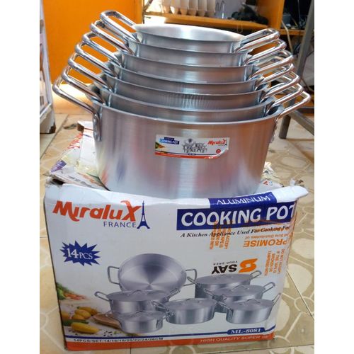 CLEARANCE OFFER miralux 14pcs Premium quality Stainless Steel Cookware Sets Pot Aluminum Sufurias 7Pots and 7Lids Induction Cooking Pots