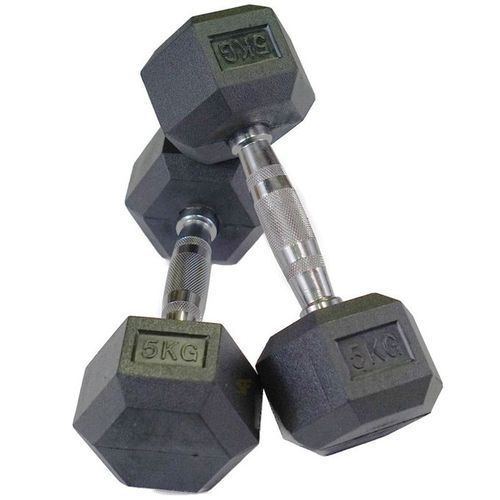 CLEARANCE OFFER 5kg Pair Fixed(Hexagon Shaped) Rubber Dumbbells