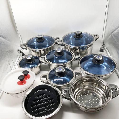 CLEARANCE OFFER Marwa Germany 30Pcs Stainless Steel Cookware set sufuria/pot with glass lids