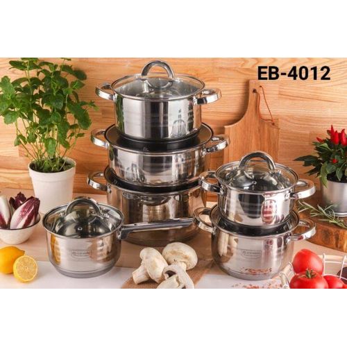 CLEARANCE OFFER EDENBERG EDENBURG 12pc Edenburg Stainless Steel Cookware