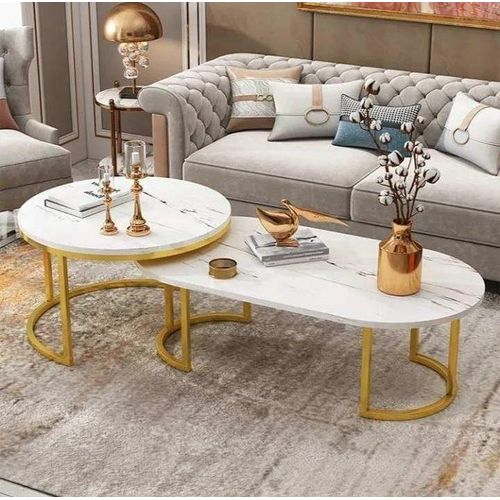 CLEARANCE OFFER 2Pcs Nesting Nordic Luxury Coffee Table Marble Effect