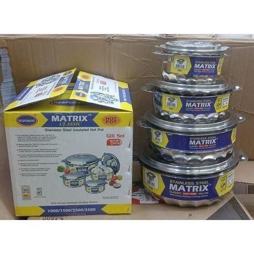CLEARANCE OFFER Matrix 4 pcs Hotpots Stainless steel Serving Dish Casserole Sereware Set Hot Pot Serveware Set Serve Hot or Cold Food (1000/1500/2500/3500