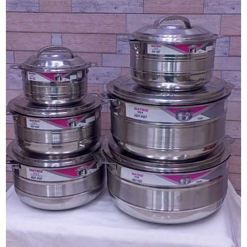 CLEARANCE OFMatrix Gold 6Pcs With Unique Stainless Locking System Hotpot Kitchen Hot Pot Serving Dishes Stainless Steel Hotpots Serveware Set Keep Food Hot Or Cold 1200, 2400, 3600, 4800, 7500,10000ML