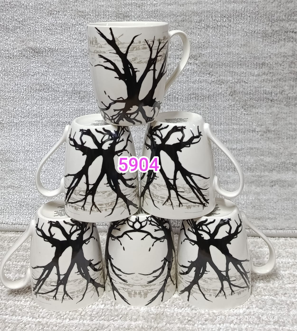 Classy And Elegant Set Of 6 Tree Mugs   Porcelain is smooth and delicate, non-toxic at high temperature, good glaze texture, high temperature resistance, corrosion resistance, no chemical reaction wit