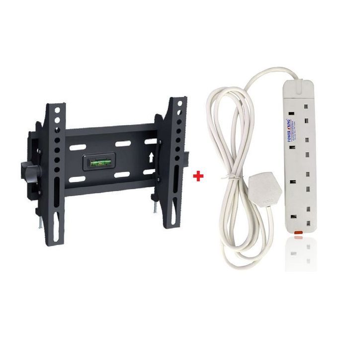 Skilltech 15"- 43" Tilting Wall Mount Bracket with free gift of 4 way extection  Built with absolute security in mind, this premium flat screen wall bracket is recommended for televisions up to