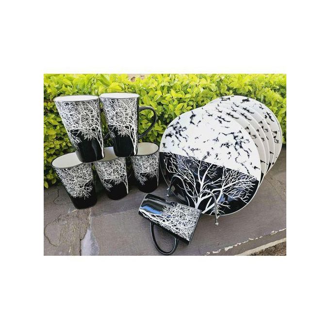 Ceramic Dinner set 12 pcs Set 6 Tree Cups/Mugs 6 Plates white/black the right kitchen utensils and appliances to create an inviting atmosphere. We brings you this perfect dinner plate with a premium q
