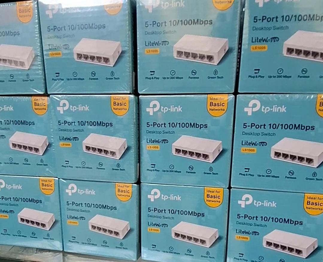 TP LINK 5 PORT SWITCH  This plug-and-play hub enables fast, stable LAN connections for computers, consoles, printers, and more.